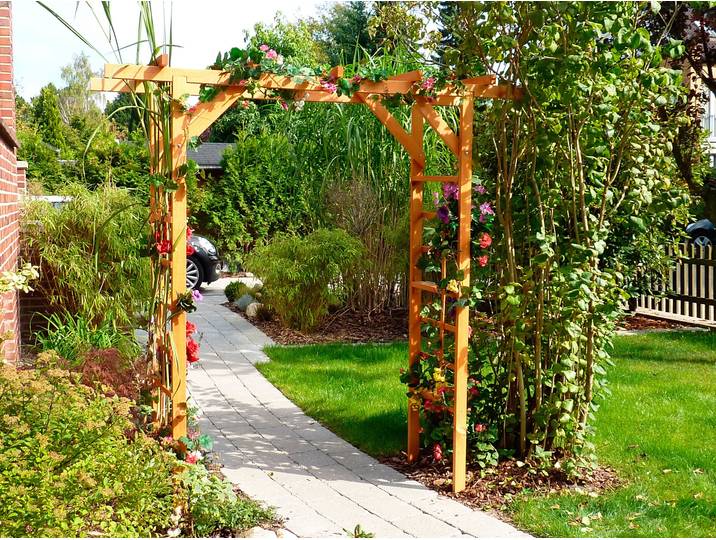 Rosenbogen PROMADINO Anke , braun (honigbraun), B:200cm H:210cm T:60cm, Holzwerkstoff, Rankhilfen, Rosenbogen, BxTxH: 200x60x210 cm