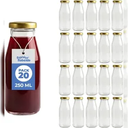 Espírito rebelde 20 leeren Glasflaschen à 250 ml mit Deckel - Glasflaschen für Saft, Milch, Grillen, Saucen