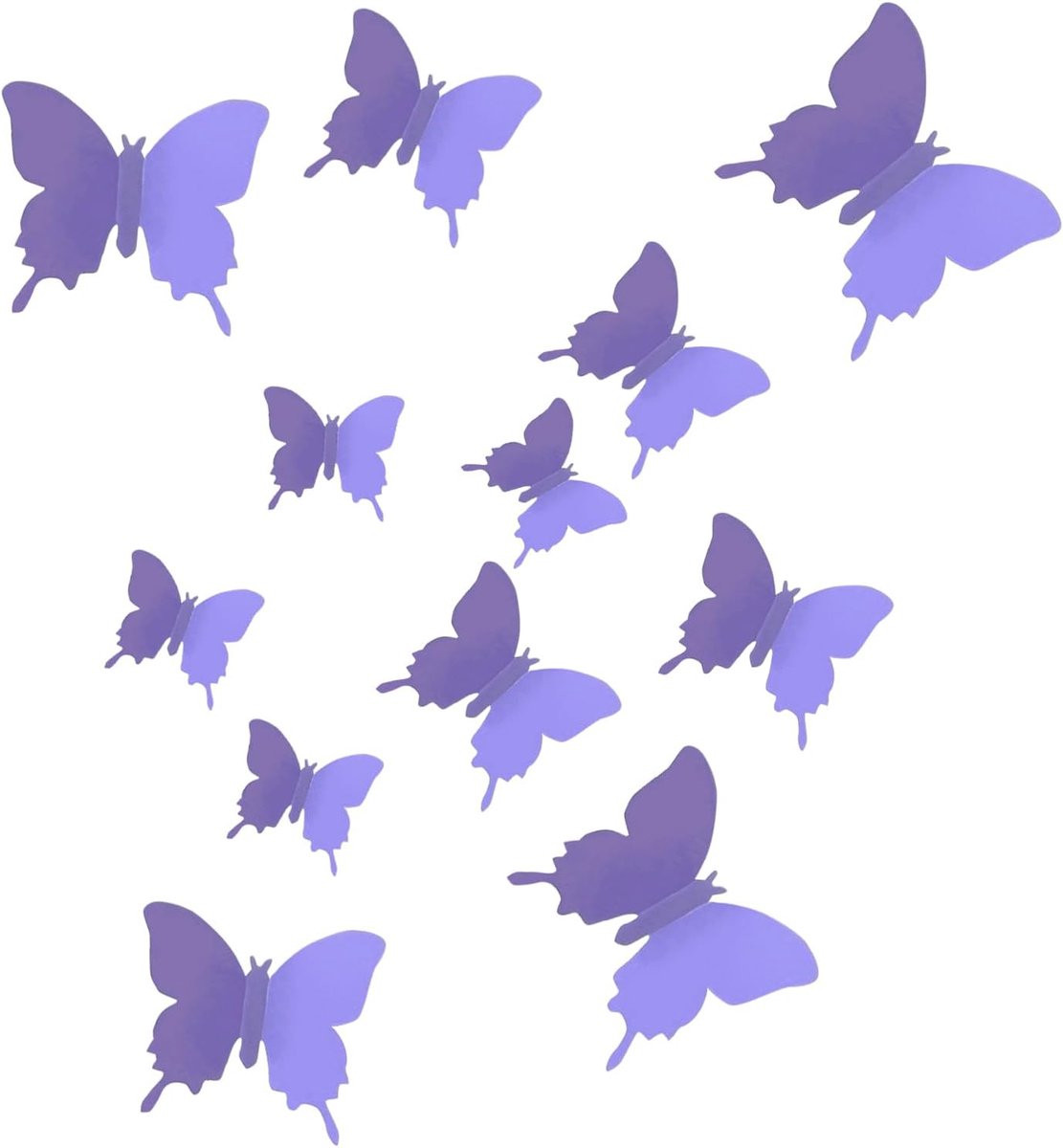 ShopVlot Vlinder muurstickers 24 stuks - Paars, Blauw en Zwart - 3D Decoratie voor Kinderkamers