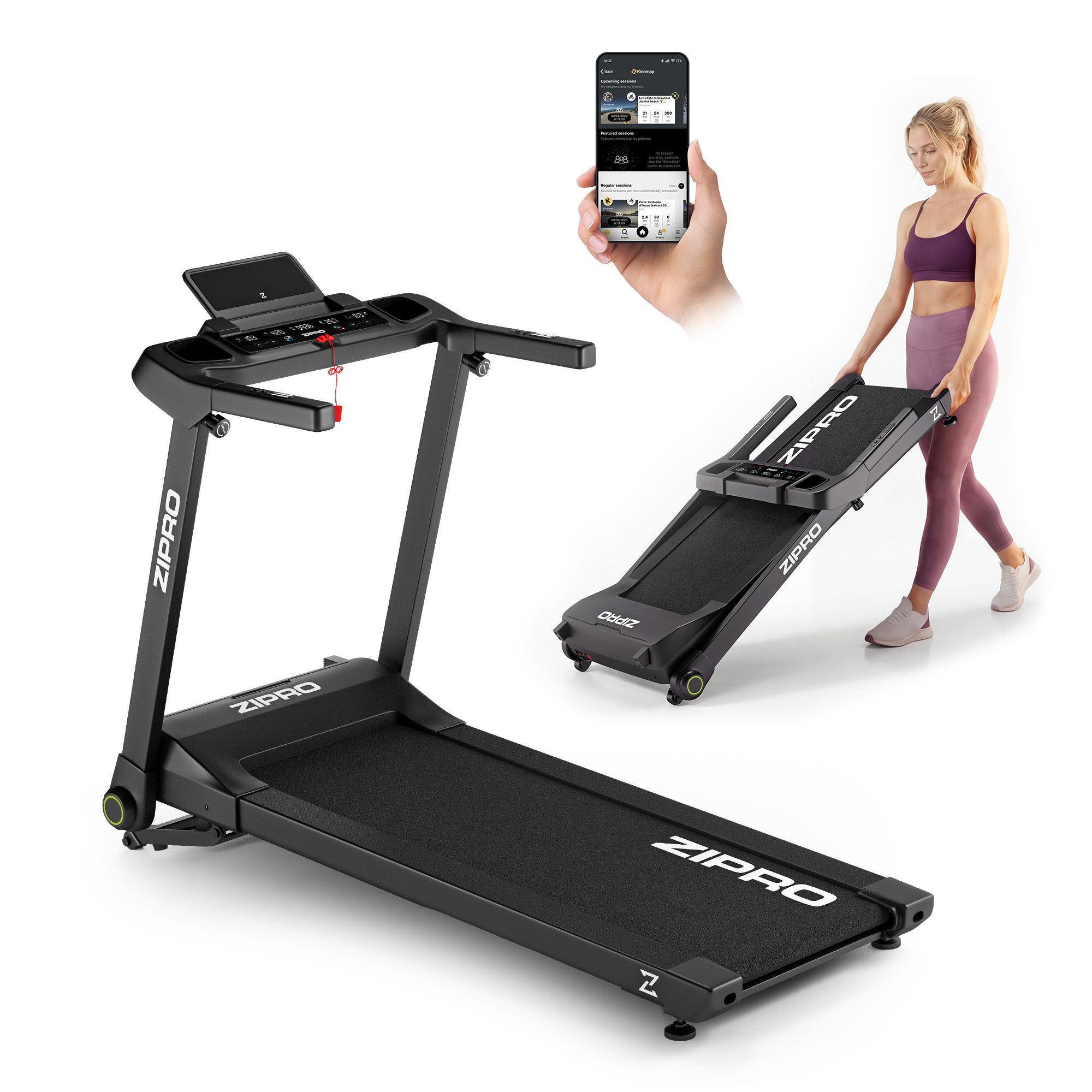 Zipro RAMBLE Flach Zusammenklappbares Laufband, Modernes Trainingslaufband, mit Neigungswinkelverstellung, Effizienter bis zu 16 km, Trainingsprograme