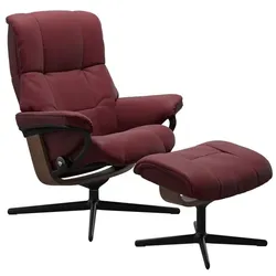 Stressless Sessel mit Hocker Mayfair Cross Leder Rot Batick Bordeaux M (Medium)