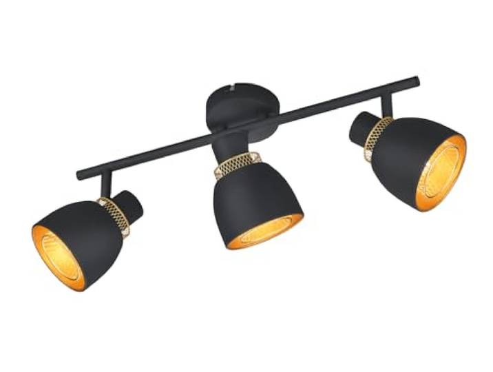 Reality Spot Bar Punch R80813032\, métal noir mat/doré\, sans 3x E14