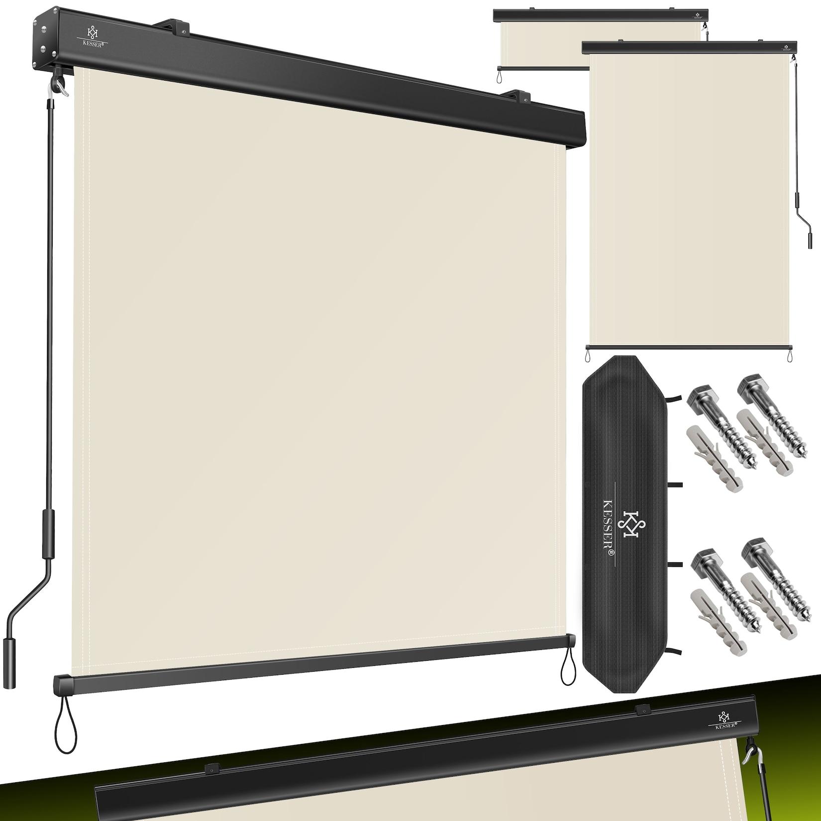 KESSER® Senkrechtmarkise Außenrollo Handkurbelmechanismus Balkonrollo Sonnen & Sichtschutz Beschattung Sonnenschutz Außen Rollo mit Kurbel Markisenkasten Balkon & Terrasse Inkl. Montageset & Abdeckung