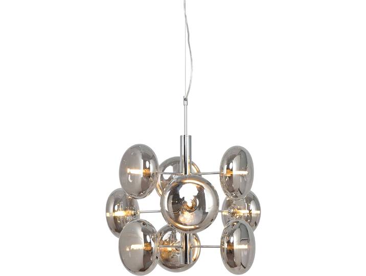 NÄVE Pendelleuchte Orion , grau (chrom), 9, Ø 52cm H: 55cm, 1 Stk., Leuchten, Gestell chrom, 9 flache Rundgläser in chrom-smoky, exkl. G9, H: 55cm, Pendelleuchte