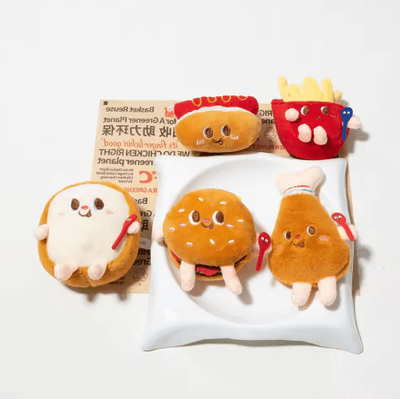 Inspire Picks SnackPaws Catnip Plush Toy Funny Hamburger, Bread & Hot Dog Chew Toy For Cats 5pcs