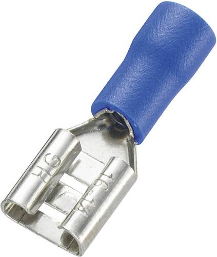 TRU Components 745194 Flachsteckhülse Steckbreite: 6.4mm Steckdicke: 0.8mm 180° Teilisoliert Blau 100St.