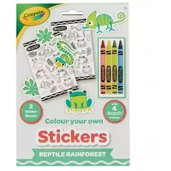 Crayola: Ausmalbare Aufkleberset mit Wachsmalstiften - Reptile Rainforest