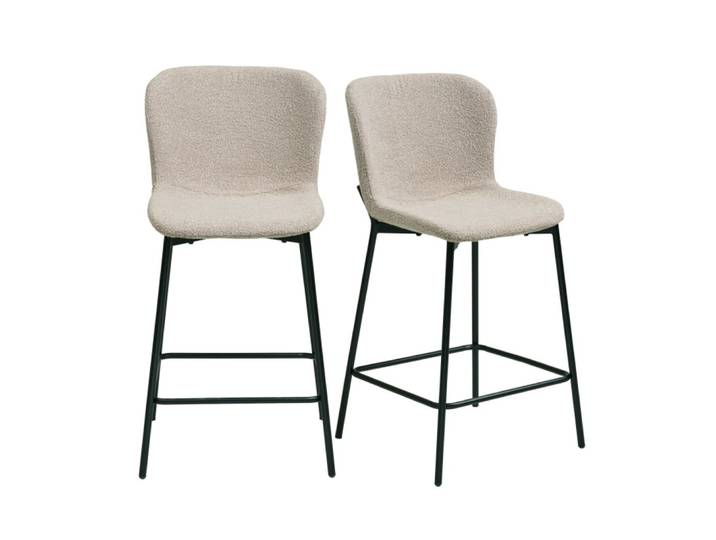 Tabouret de bar en tissu taupe (x2)