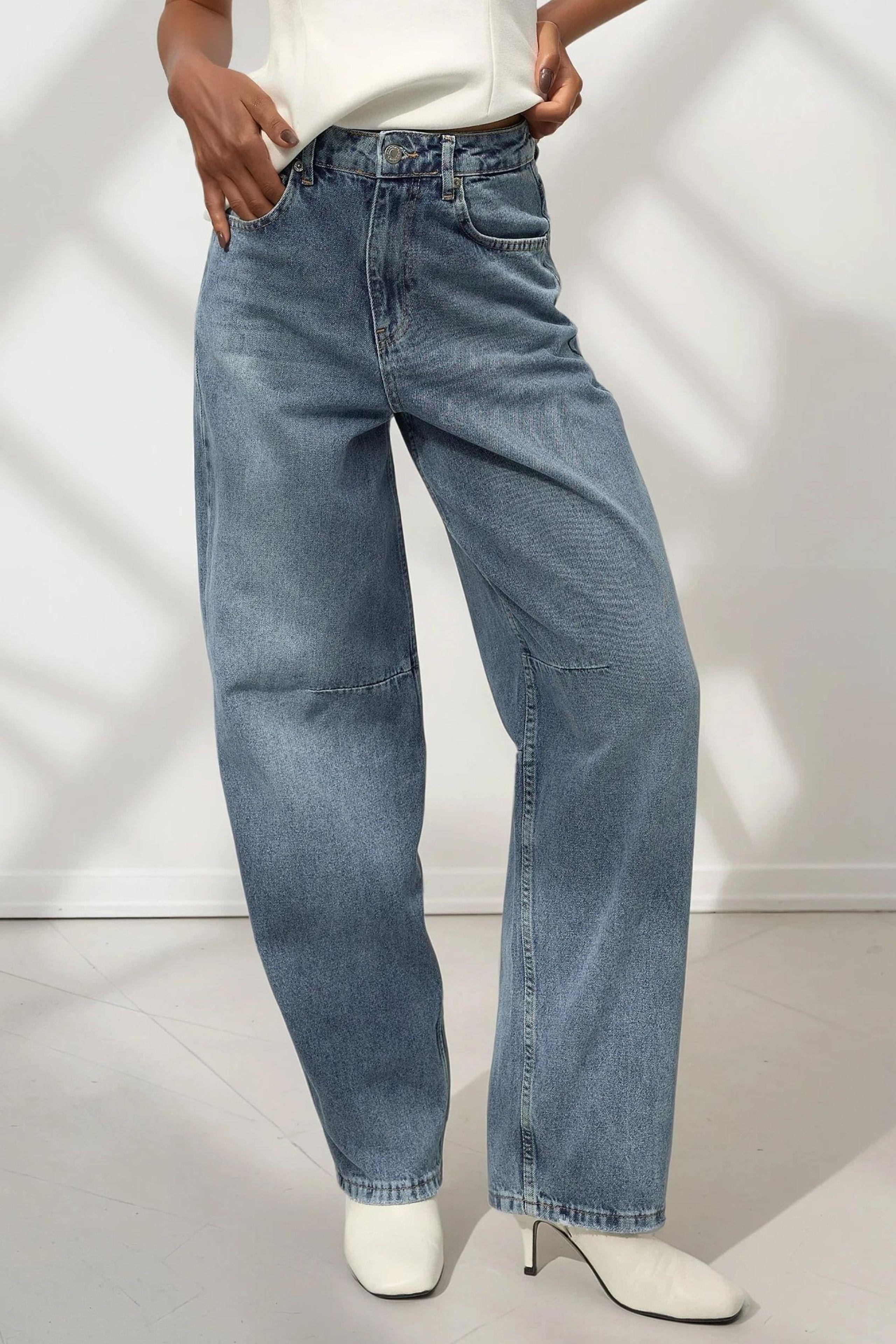 Weite Beinseiten Baggy-Jeans