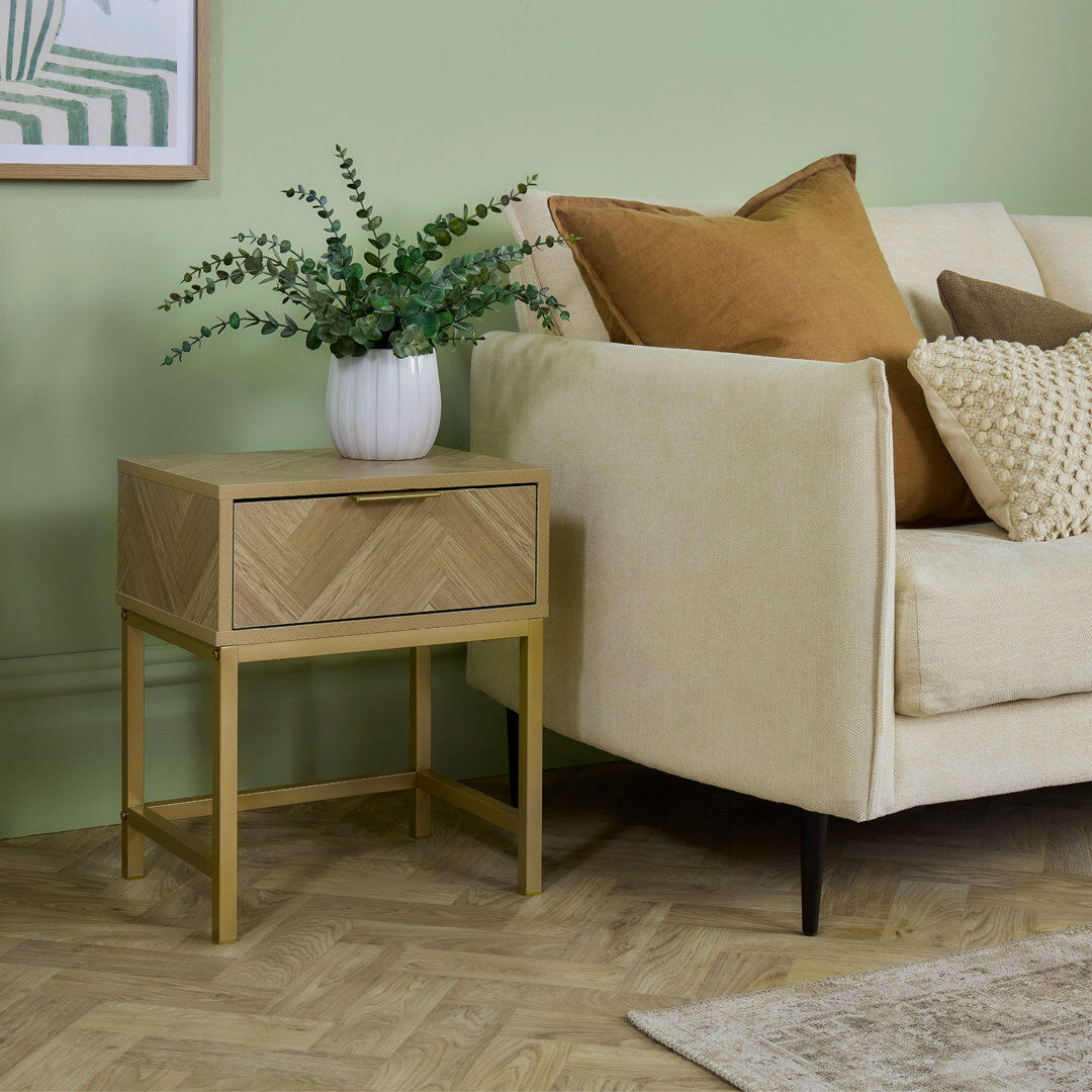 VonHaus Ducie 40cm W Metal Bedside Table Brown 48cm H X 40cm W X 29.5cm D