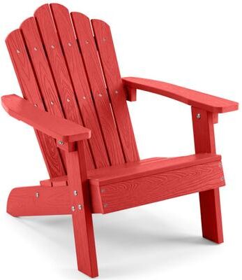 Costway Kids Adirondack Chair All-weather Outdoor Chair for Children with Tilted High Backrest-Red