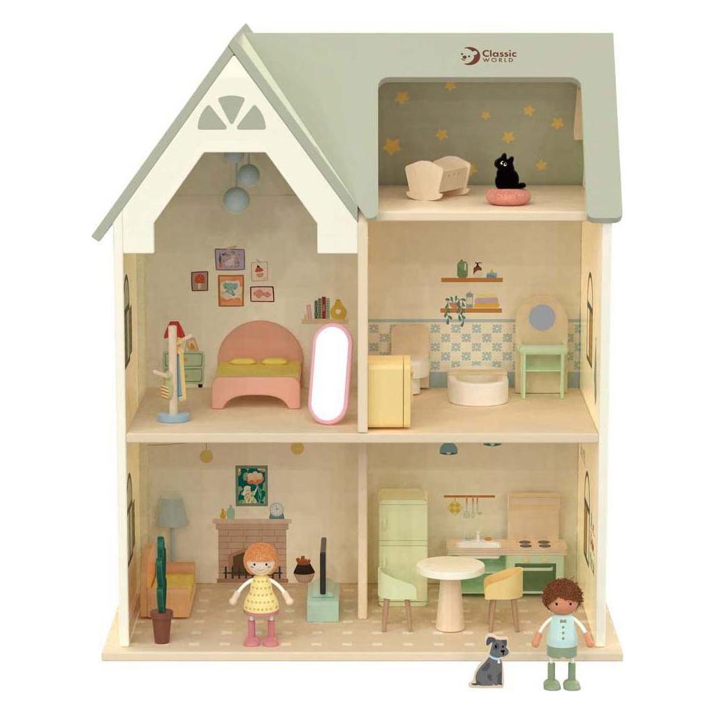 Classic World Klassisches Puppenhaus aus Holz, Cottage (MCU50638)