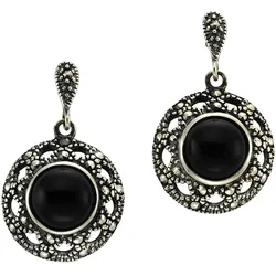 Zeeme Gemstones Ohrringe Silber 925 oxydiert mit schwarzem Achat 8mm