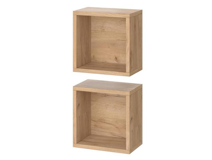 Vicco Wandregal Senyo Goldkraft Eiche 25 x 25 cm 2er Set, Eichefarben, Rechteckig, 25x25x15 cm, Badezimmer, Badmöbel, Hängeschränke