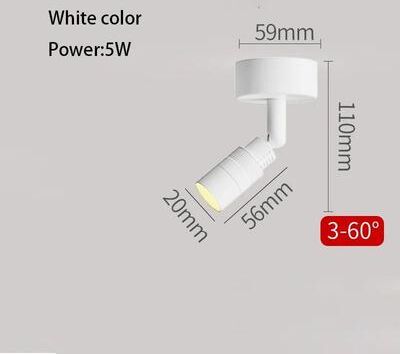 Uplift Picks Adjustable LED Spotlight Zoom Focus Surface Mounted Ceiling Light white (5w) 3500k
