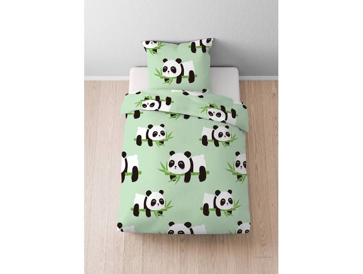 home24 Flanellen beddengoed Panda turquoise