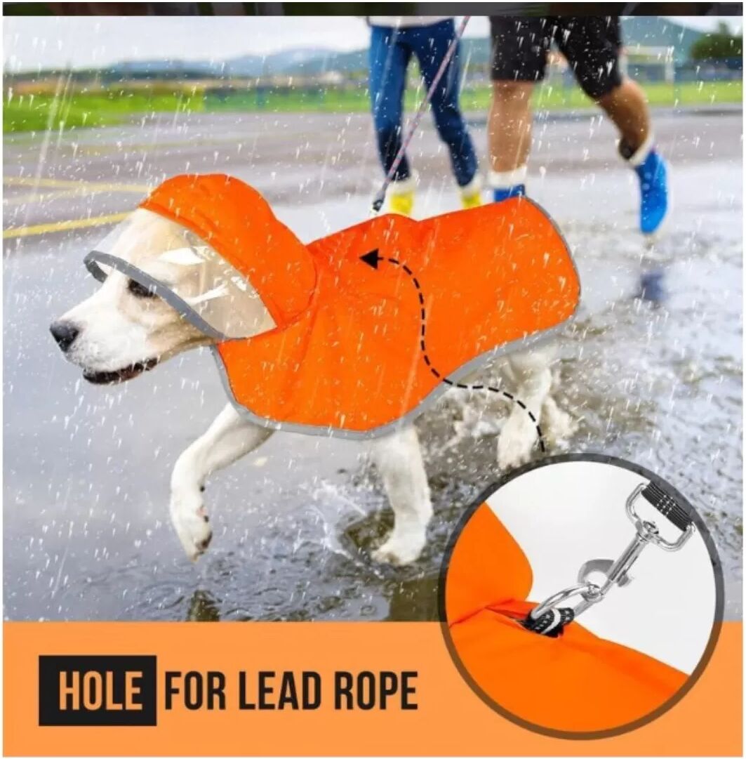 INF Verstellbarer wasserdichter Hunde Regenmantel mit Kapuze - Ideal für kleine bis große Hunde XL Orange