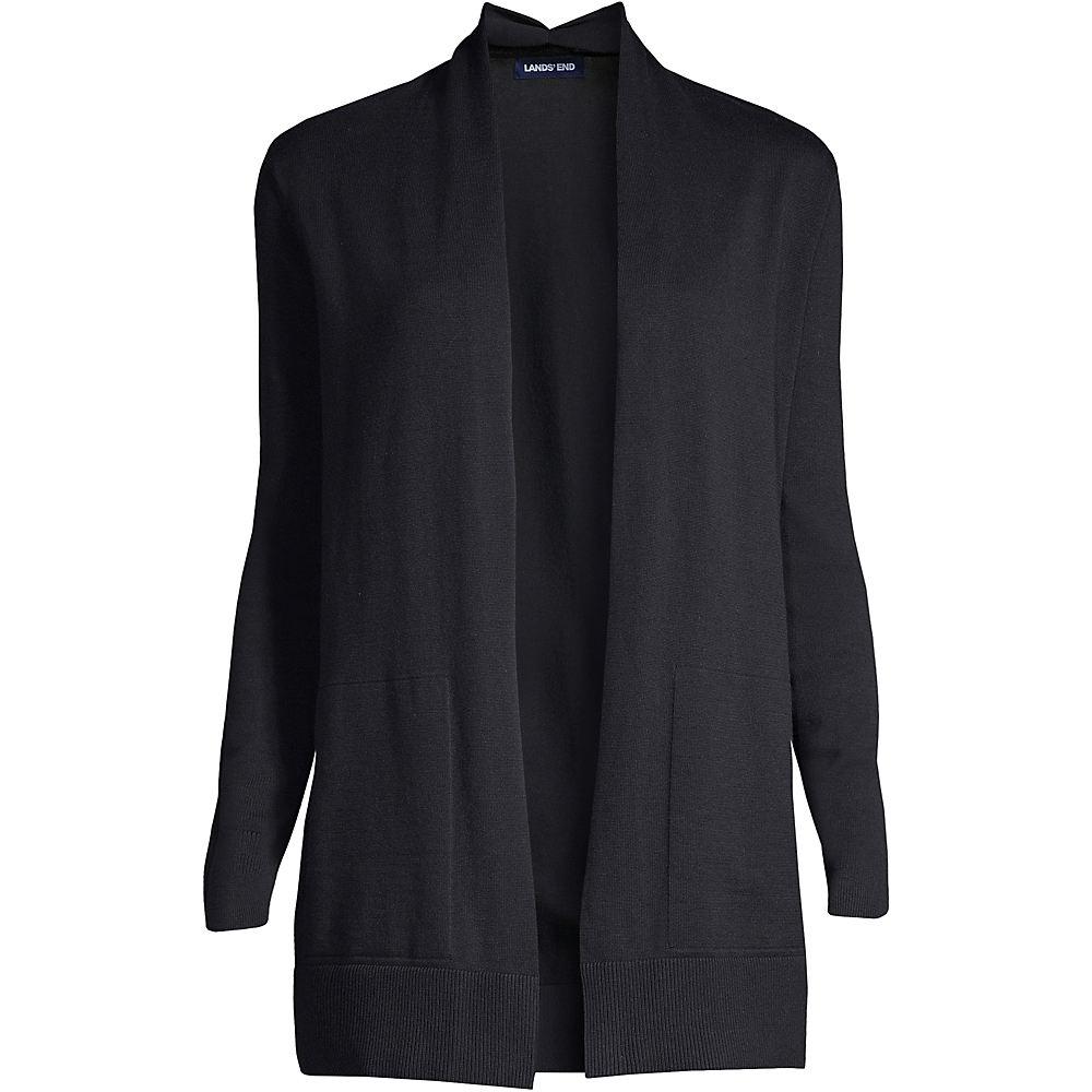 Offener Cardigan für Damen in Petite-Größe, Damen, size: petite, Schwarz, Baumwolle, by Lands' End