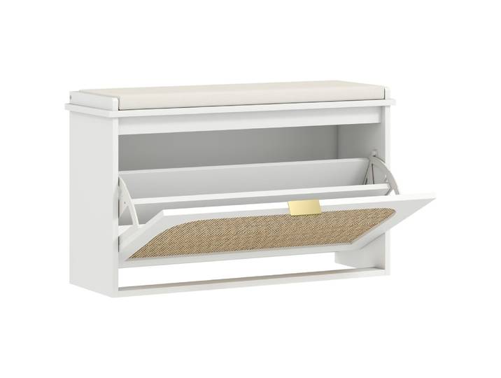 Banc à chaussures tiroir rabattable bois d'ingénierie blanc