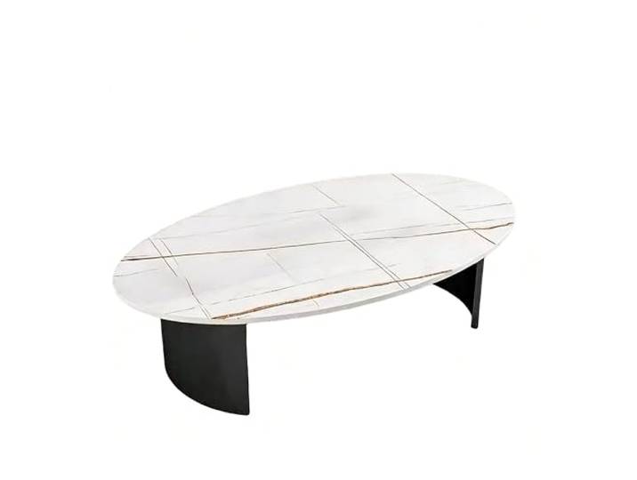 2WFYJNITP Wohnzimmer Kleiner ovaler Couchtisch aus Felsplatte for den Haushalt Mittelstück(Gold,Klein)