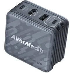 AVerMedia Ladedock, Core GO (GC313) Black, 100W GaN, HDMI (100 W, 4 Ports), USB Ladegerät, Schwarz