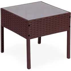 MultiGarden, Gartenlounge, Gartenmöbel-Set 2 Sessel + Tisch gehärtetes Glas Braun