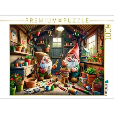 CALVENDO Puzzle Zwergenwerkstatt: Künstlerische und handwerkliche Frühlingsvorbereitungen | 1000 Teile Lege-Größe 64x48cm Foto-Puzzle für glückliche S
