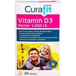 Curafit Vitamin-D 40 Perlen, Vitamin D3, je Perle 1000 I.E.