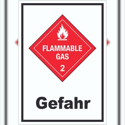 HB-Druck Aufkleber Entzündliche Gase Gefahr Flammable Gas Flamme A7 (74x105mm)