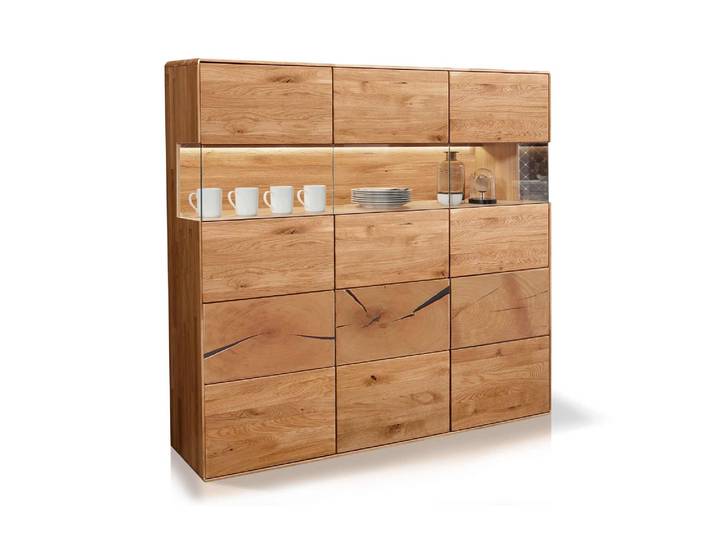 SARRAGOSSA Highboard III, Material Massivholz, Wildeiche geölt