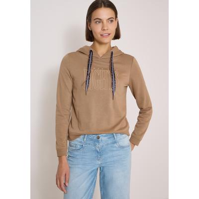 Sweatshirt CECIL, Damen, Gr. M (40), braun (creamy mocha), Sweatware, 54% Polyester, 46% Baumwolle, unifarben, comfort fit, ohne Ausschnitt, Bündchen, Sweatshirts Sweatshirt, mit Rippstrick