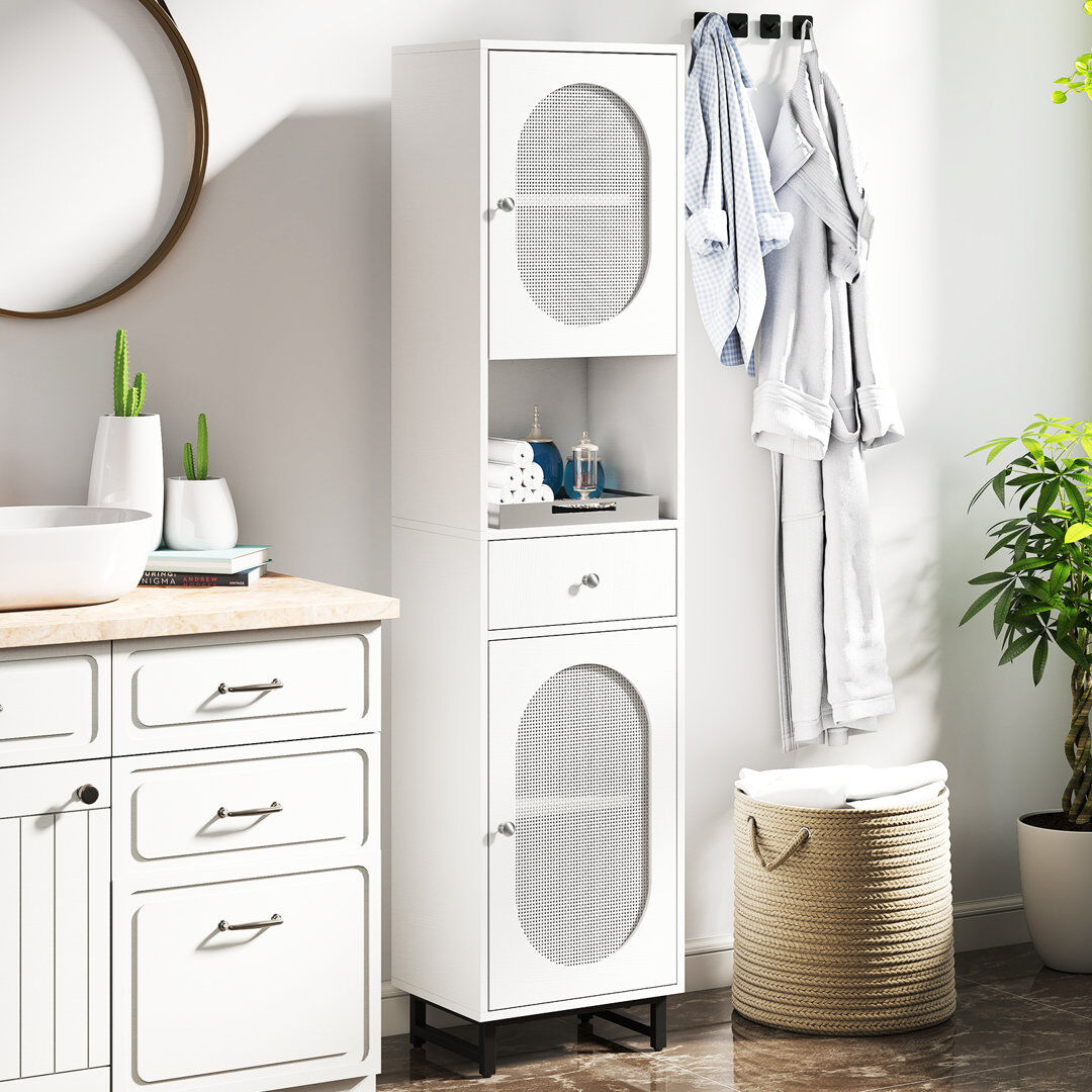 17 Stories Freestanding Linen Cabinet Natural 170cm H X 40cm W X 30cm D