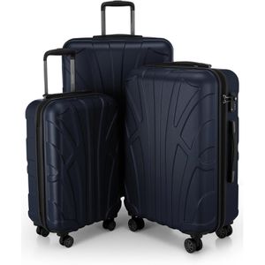 Suitline Koffer erweiterbar, dunkelblau, 3-teilig, Hartschale, mit 4 Rollen, klein / groß (2x)