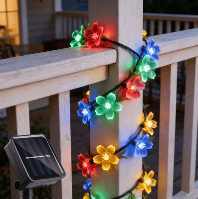 Inspire Curations Solar Cherry Blossom String Lights Outdoor Garden Decor multicolor 12m 100leds