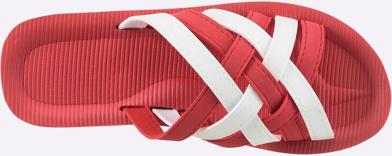 Badepantolette SIEBI`S, Damen, Gr. 42, rot (rot, weiß), Synthetik, Schuhe Badepantolette rot, weiß 42