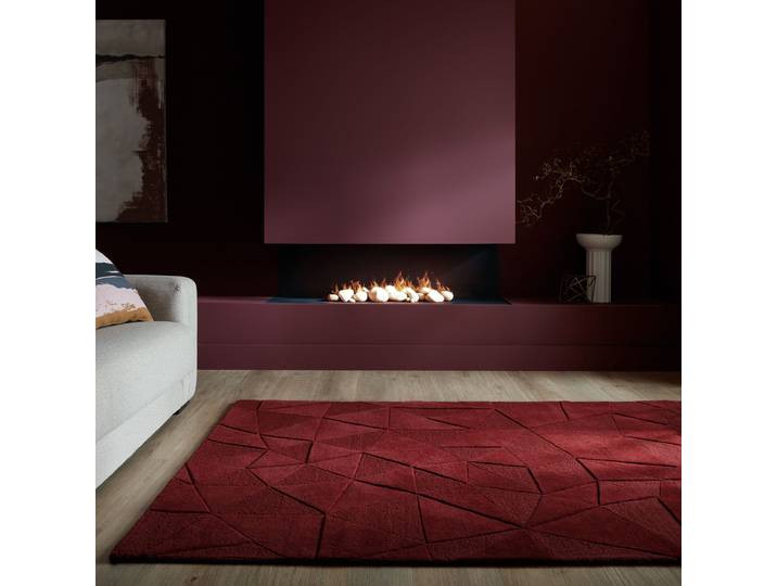 Kurzflorteppich Shard Rot 120 x 170cm Wolle