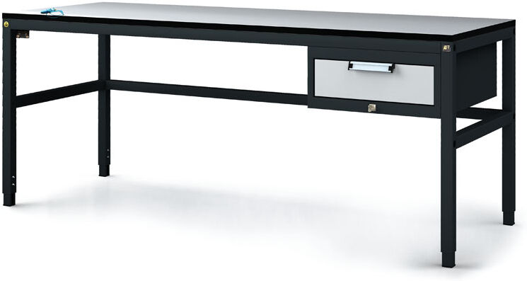 Alfa 3 Antistatische ESD-Werkbank, 1 Werkzeugkasten mit Schubladen, 1800x800x745-985 mm