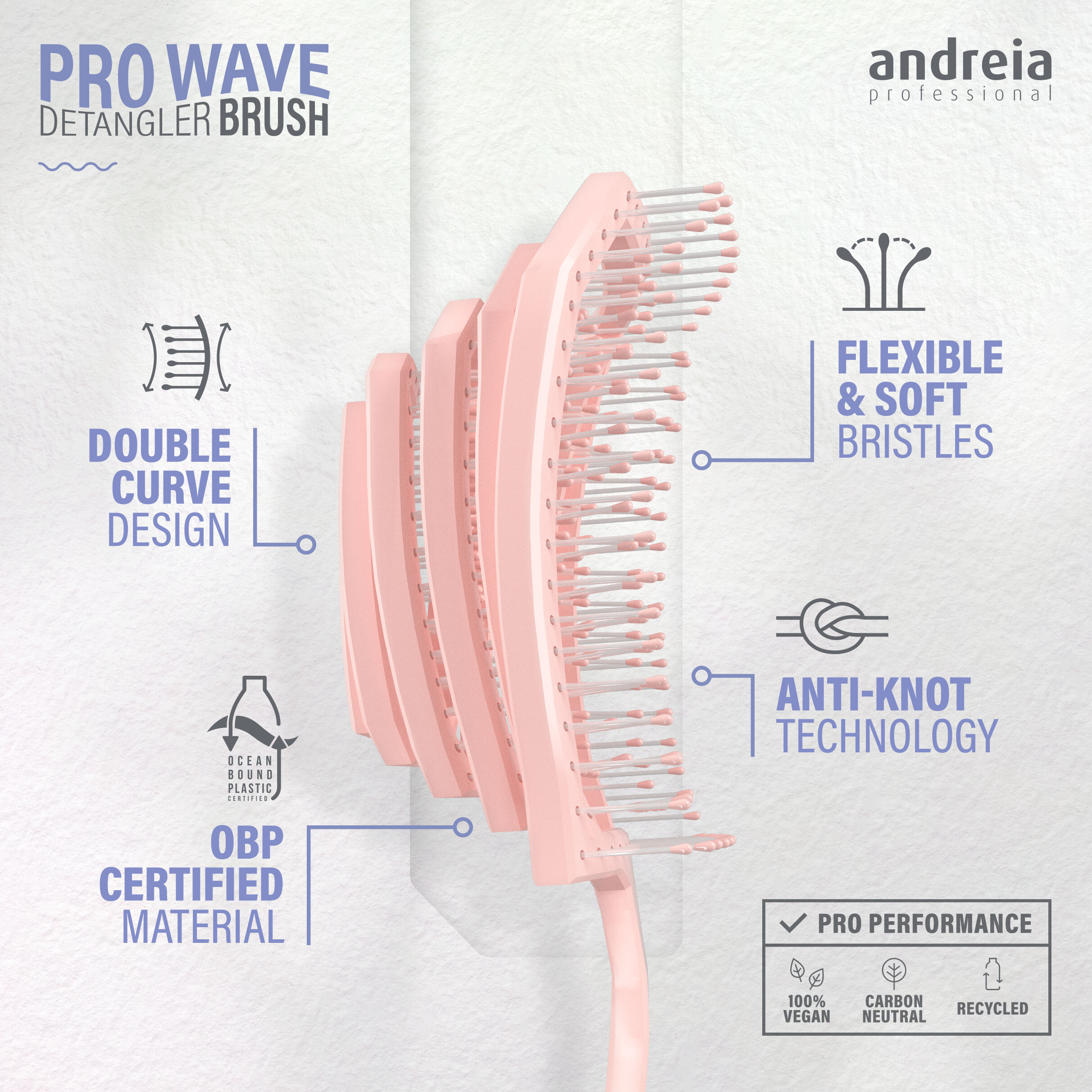 Andreia Beauty Pro Wave Detangler Brush Rosa