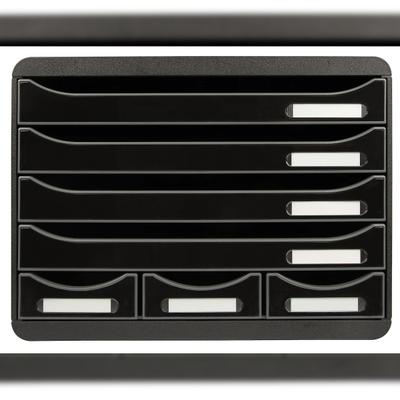 Exacompta 307714D 1x STORE-BOX, 7 offene Schubladen - Schwarz Glossy