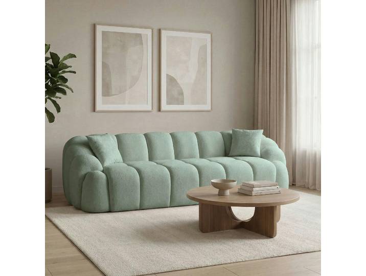 Canapé 4 places en tissu, design arrondi ONDA - Vert