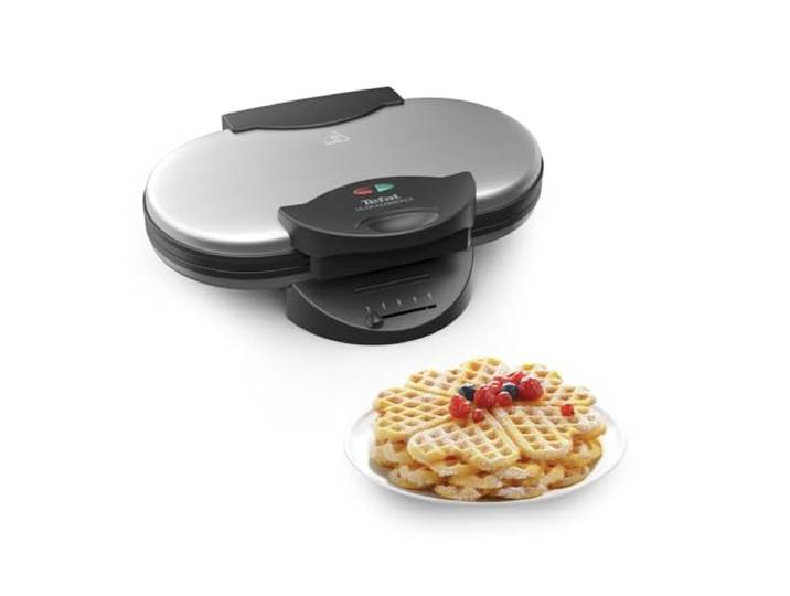 Tefal Doppel-Herzwaffeleisen WM311D, Stufenloser Temperaturregler für Bräunung nach Wunsch, Antihaftbeschichtete Platten, Teigauffang-Vorrichtung, 1200W,‎ 37 x 11.4 x 28.5 cm