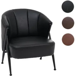 Sessel HWC-P30, Polster-/Cocktail-/Clubsessel Lounge Chair Vintage Retro Industrial Metall Kunstleder ~ schwarz