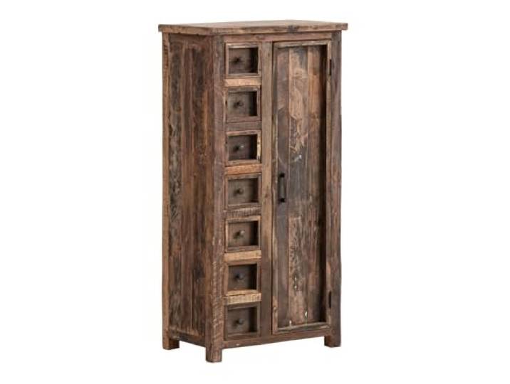 Woodkings Hochkommode Sumatra Kommode aus Atholz 64x130x40 cm Holzschrank für Wohnzimmer Flur Küche Landhausstil Unikat