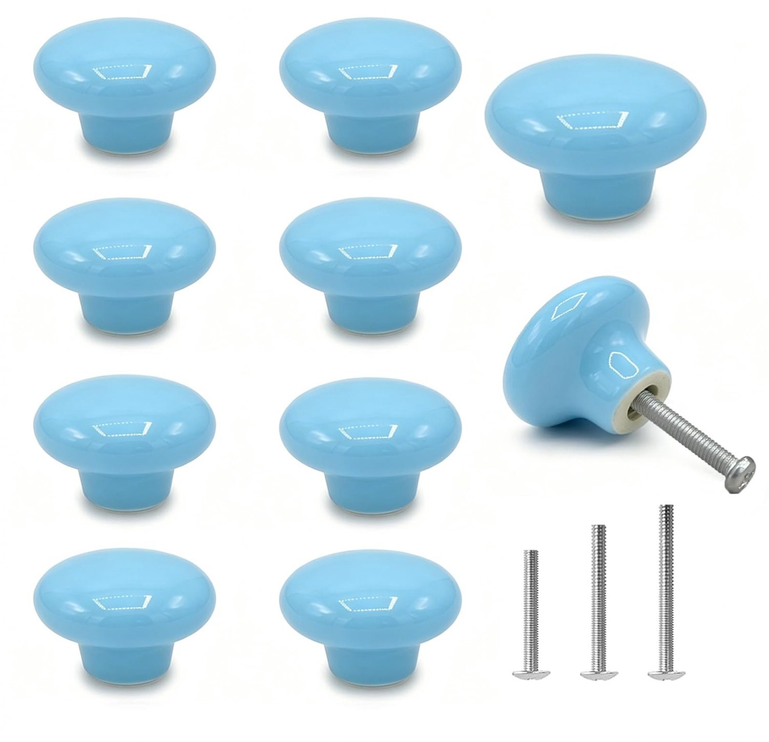 Blauwe keramische kastknoppen 32mm voor de kinderkamer