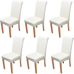 6er-Set Esszimmerstuhl Stuhl Küchenstuhl Novara II, Leder ~ creme, helle Beine