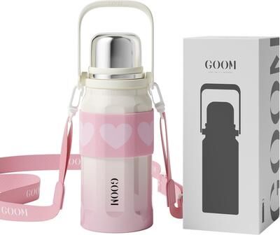 / 32 oz Water Bottles for Hot and Cold Drinks with Lid, Carrying Strap,Strainer