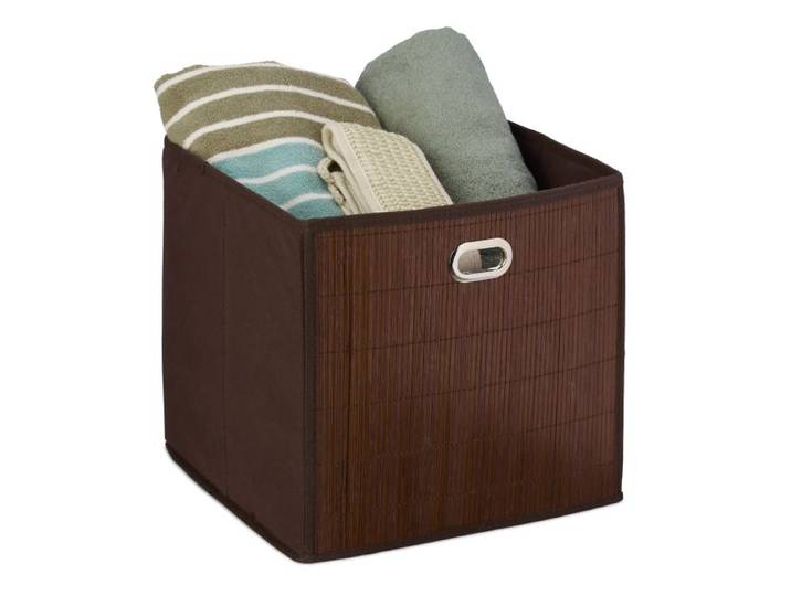 Relaxdays 5 x Aufbewahrungskorb Bambus hoch braun
