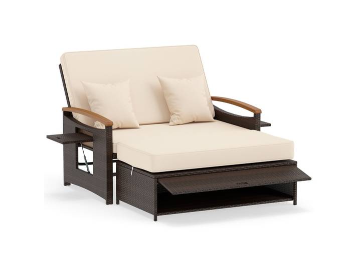 SONNENLIEGE geflochtene Doppel liege beige