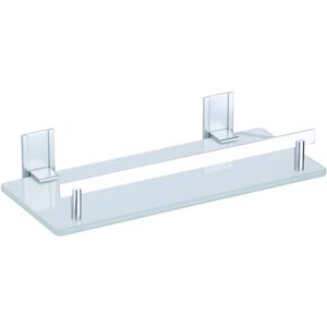 MSV Duschablage Tabarca Bad Regal, verchromt, zum Kleben, aus Aluminium & Glas, 30 x 5,8 cm