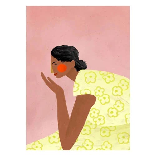 Poster met lijst van Poster & Frame - Bea Muller - The Woman with the Yellow Florals - 30 x 40 cm